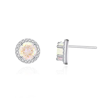 YOQUCOL Bright 8MM,10MM Cubic Zirconia Crystal Stud Earrings Round Pierced Earrings For Women - color: 8MM-AB-Color