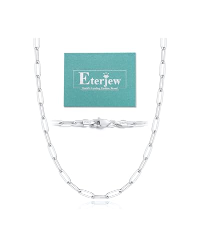 18K Gold Plated and 925 Sterling Silver Paperclip Chain Necklace for Women, 3mm 4mm Women's Chain Necklace, World's Top Craftsmanship Necklace for Women 16 18 20 22 24 26 Inch - color: 4mm White Gold, size: 18 Inch
