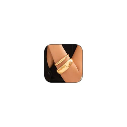 Frodete Chunky Gold Bangles for Women Non Tarnish Chunky Wide Cuff Bracelets Silver Cuff Bangle Bracelet Trendy Statement Minimalist Jewelry Gifts - color: A38:gold bangles
