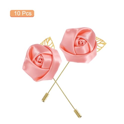 MECCANIXITY Groom Boutonnieres Rose Boutonnieres Pins for Wedding - color: Dark Pink