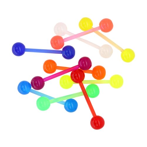 FORUBUS Colorful Tongue Rings Nipple Rings for Women Body Piercing Jewelry 14G 16mm Pierced Barbells Body Jewelry 50Pcs/30Pcs/20Pcs Pack - color: E-10pcs glow