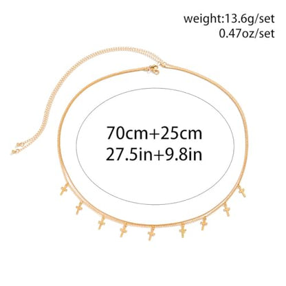Tgirls Gold Waist Chain for Women Rhinestone Layered Belly Chains Beads Body Chain Heart-Shaped Beach Body Jewelry for Summer - style: Cross