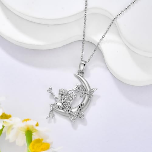 Fairy Gift Necklace/Earrings for Women 925 Sterling Silver Angel Elf Jewelry Gifts for Daughter - color: Necklace-C