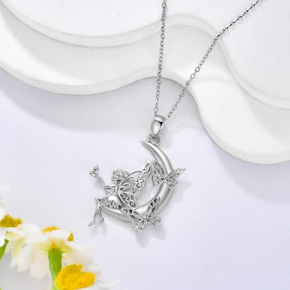 Fairy Gift Necklace/Earrings for Women 925 Sterling Silver Angel Elf Jewelry Gifts for Daughter - color: Necklace-C