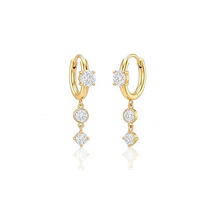 Mchic Dangle Earrings for Women: 18K Gold Plated CZ Drop Earrings Dainty Trendy Hypoallergenic Teardrop Bridal Wedding Style, Sparkly Elegant Dangling Jewelry Gift for Women Bridesmaid Prom Formal - color: Style 9-Gold