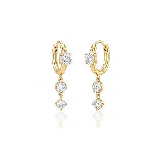 Mchic Dangle Earrings for Women: 18K Gold Plated CZ Drop Earrings Dainty Trendy Hypoallergenic Teardrop Bridal Wedding Style, Sparkly Elegant Dangling Jewelry Gift for Women Bridesmaid Prom Formal - color: Style 9-Gold