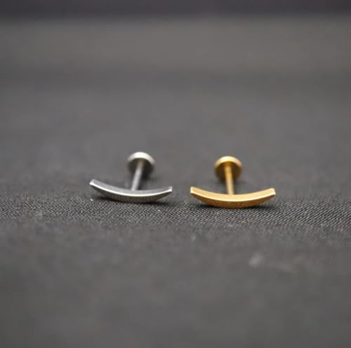 20G/18G/16G Flat Back Earrings Tiny Nose Stud, Cartilage Earring Threadless Tragus Helix Stud Conch Piercing Jewelry - color: Moon (silver 2pcs), size: 16 gauge (1.2mm post)