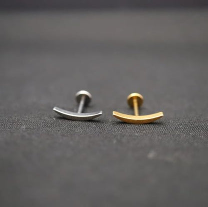 20G/18G/16G Flat Back Earrings Tiny Nose Stud, Cartilage Earring Threadless Tragus Helix Stud Conch Piercing Jewelry - color: Moon (silver 2pcs), size: 18 gauge (1.0mm post)