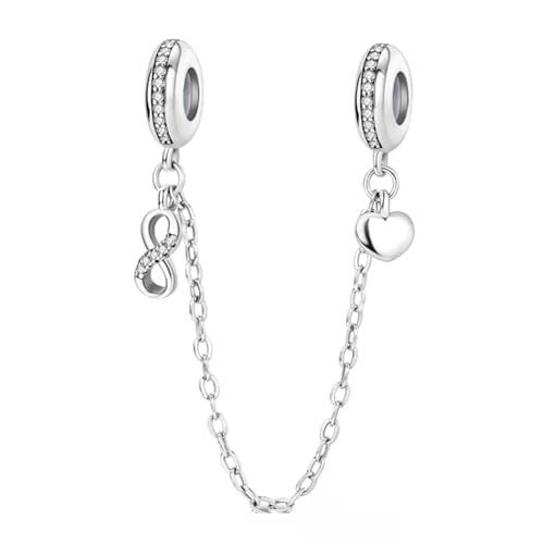 Heart Charm Clip Lock Spacer Stopper Charm Bead Bracelet 925 Sterling Silver Charms Safety Chain for Pandora Bracelets - color: Love Clip beads KTC849