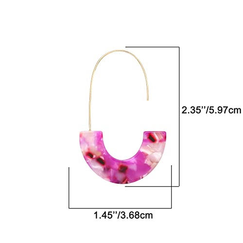 Acrylic Earrings Statement Tortoise Hoop Earrings Resin Wire Drop Dangle Earrings Fashion Jewelry For Women - color: pink