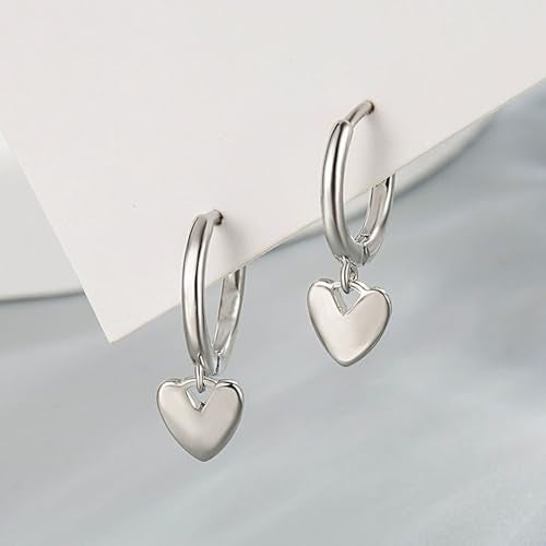Valentines Day Earrings for Women Heart Earrings for women Gold Silver Heart Huggie Hoop Dangle Drop Earrings Small Simple Hypoallergenic Jewelry - color: A:Silver Heart Earrings