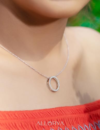 or Lab Grown White Diamond Circle Pendant | 1/4 Ctw | Round Cubic Zirconia | 18 inch Silver Chain | Women | 925 Sterling Silver - style: Lab Grown Diamond