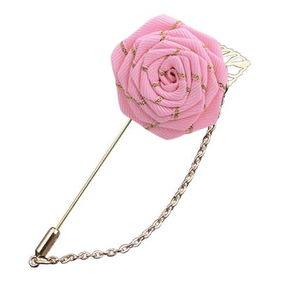 WCRAZYE Men Cloth Rose Flower with Gold Leaf Brooches Men's Satin Lapel Pins with Metal Chain Red Blue Rose Floral Lapel Stick Handmade Boutonniere Pins for Suit Wedding Brooch Career Suit Tuxedo of Shirts Tie Hat Scarf for Birthday Wedding Gift - color: