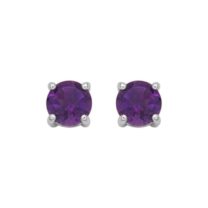 Amazon Essentials Sterling Silver Round Birthstone Stud Earrings - color: Purple Amethyst, February