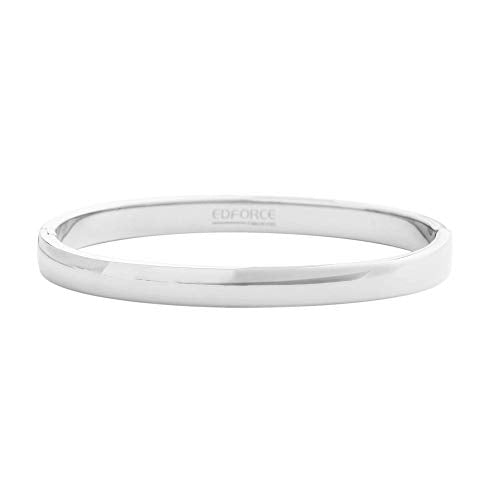 Women's Stackable Bangle Bracelet Hinged Oval-Shape - color: Silver, size: Large 7.5"Inches