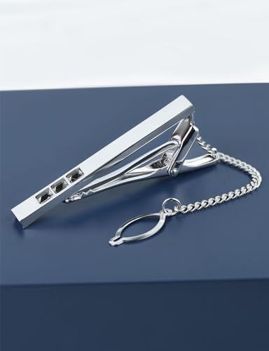 Men's Classic Luxury Zircon Crystal Tie Clip Silver Tone Light Brass Regular Necktie Tie Clip for Wedding Groomsmen Grooms Business Anniversary - style: Grey Crystal
