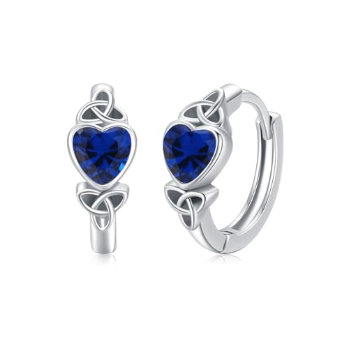 Celtic Knot Earrings Heart Hoops S925 Sterling Silver Irish Earrings Cartilage Hoop Earrings Small Hoop Earrings for Women - style: 0964J
