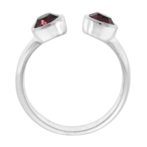 Sterling Silver Birthstone Colors Crystal Toe Ring for Women Open Top Midi Ring Knuckle Ring Adjustable sizes 2 to 4 - style: Amethyst Purple