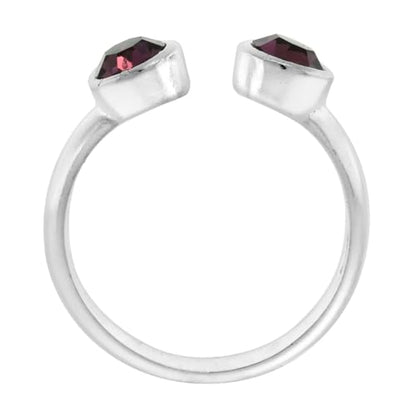 Sterling Silver Birthstone Colors Crystal Toe Ring for Women Open Top Midi Ring Knuckle Ring Adjustable sizes 2 to 4 - style: Amethyst Purple