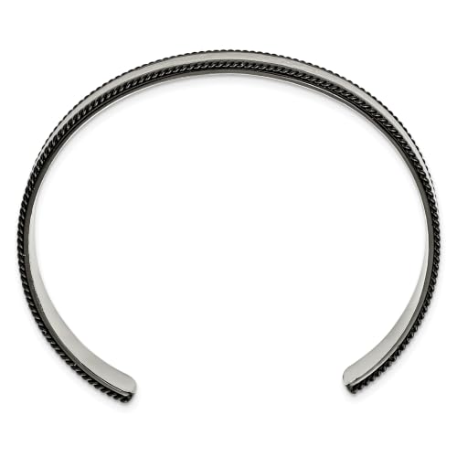Hammered & Brushed Cuff Bangle in Stainless Steel with Black IP Plating