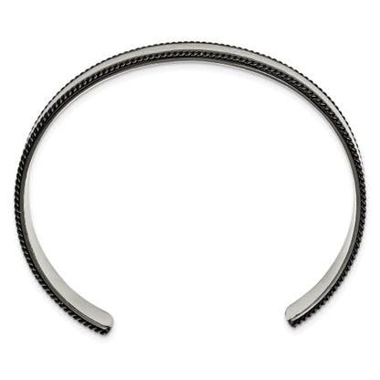 Hammered & Brushed Cuff Bangle in Stainless Steel with Black IP Plating