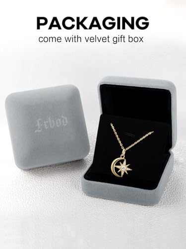 Color-D VVS1 Clarity Moissanite Star and Moon Necklace, 925 Sterling Silver Moonl Pendant with White Gold Plated, Birthday Christmas Valentine's Day Jewelry for Her - color: Yellow Gold