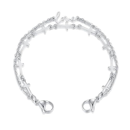 mnmoom lnterchangeable Medical Alert Bracelets-Stainless Steel Chain with lobster clasps-Just Chain - color: Love cross chain