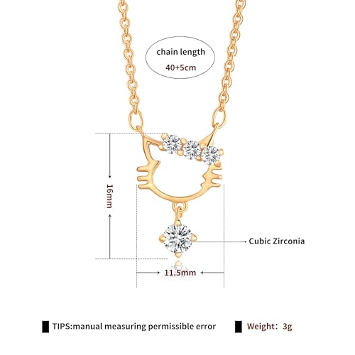 Gold Plated Pendant Necklaces for Women Cubic Zirconia Accent 18 Inch Adjustable Chain Hypoallergenic Gift for Wife Mom Birthday Valentines Day - style: Cat head