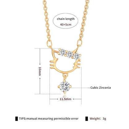 Gold Plated Pendant Necklaces for Women Cubic Zirconia Accent 18 Inch Adjustable Chain Hypoallergenic Gift for Wife Mom Birthday Valentines Day - style: Cat head