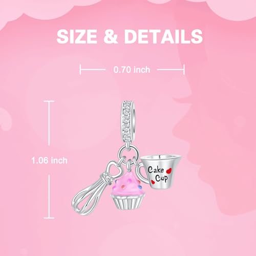 925 Sterling Silver Charms fits Bracelets and Necklace Pendant Bead Charms Jewelry Gift for Women Family Friends - style: Cake Baking
