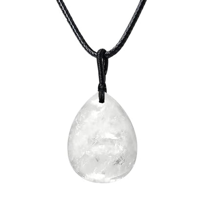 Teardrop Gemstone Necklaces for Women, Healing Crystal Pendant Necklace Birthstone Jewelry for Women - color: Clear Quartz