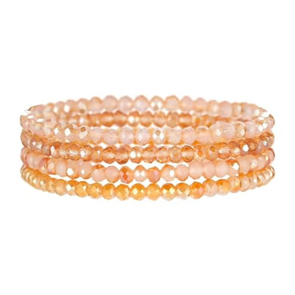 Boho Colorful Stackable Crystal Glass Beads Stretch Bracelets Multilayered Bracelets for Women Bohemian Jewelry - color: Golden 4pcs