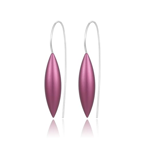 Oval Drop Earrings for Women, Long Thread Dangle Earrings, Colorful lightweight aluminum alloy, Suitable for Jewelry Gifts and Valentine's Day - color: Wine red