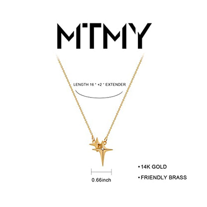 MTMY Gold Moon Pendant Necklace for Women,14K Gold Plated Dainty Chain Crescent Moon Sun Star Necklace Jewelry - style: shining star