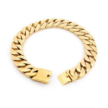 SDA Wide Chunky Gold Chain Necklace - Heavy and Waterproof 316L Surgical Steel with 18K Gold Plating for Modern Men and Women into Hip Hop Fashion - color: B476-32mm-Gold
