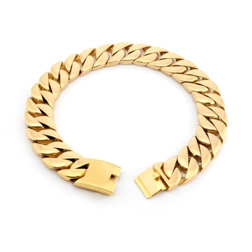 SDA Wide Chunky Gold Chain Necklace - Heavy and Waterproof 316L Surgical Steel with 18K Gold Plating for Modern Men and Women into Hip Hop Fashion - color: B476-32mm-Gold