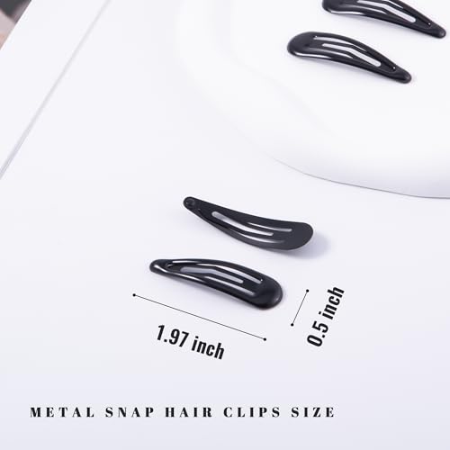 20 PCS Metal Snap Hair Clips Water Drop No Slip Barrettes for Women Bright Small Hair Clips For Thick And Thin Fine Hair,Black,1.97 x 0.5 In. - color: Black