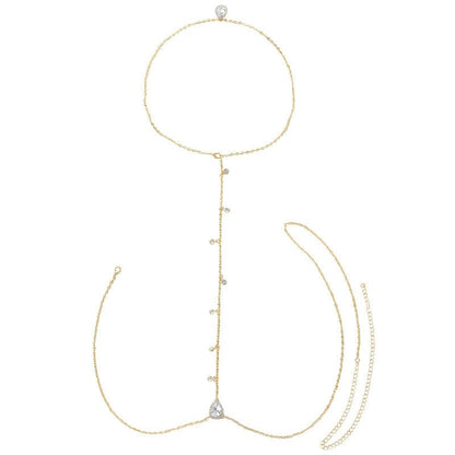 Multi-Layer Rhinestone Body Chain for Women Gold/Silver Tone Chest & Back Chain Beach Party Nightclub Jewelry - color: Back chain