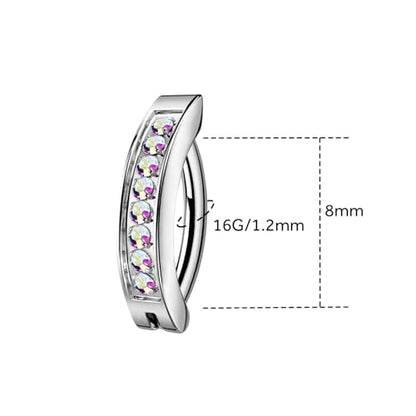 16G Labret Stud, G23 Titanium Vertical Labret Lip Piercing Jewelry, Gold Eyebrow Ring Clicker Belly Button Ring Hoop For Women Men - color: Silver, size: 8mm AB CZ