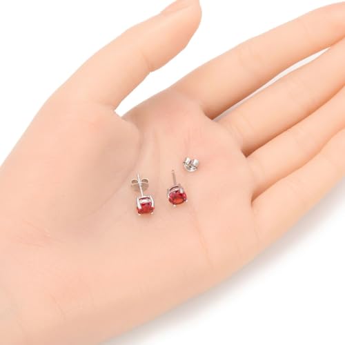 Adabele Authentic Sterling Silver Birthstone Stud Earrings 6mm 8mm Cubic Zirconia Imitation Diamond Gemstone Hypoallergenic Nickel Free Tarnish Resistant Women Fine Jewelry - color: January, size: 6mm/0.84 Carat