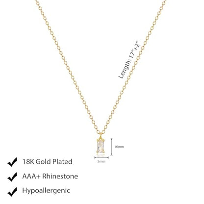 Luxval Diamond Pendant Gold Necklace for Women，Dainty 18k Gold Plated Choker Necklaces Simple Gold Jewelry Gifts for Women - color: Gold-Birthstone