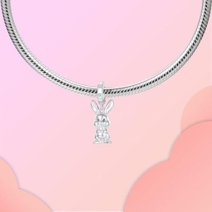 Family Love Mother Daughter Grandma Charm 925 Sterling Silver fits Bracelets Necklace Pendant Bead Charms Jewelry Gift for Women Family Friends - color: Easter Bunny Dangle Charm