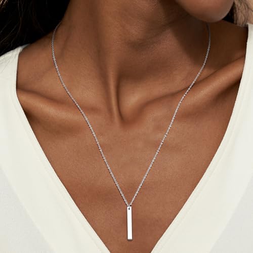 Bar Stylish Minimalist Design Pendant Necklaces for Women Bar Necklace Adjustable - color: silver tone
