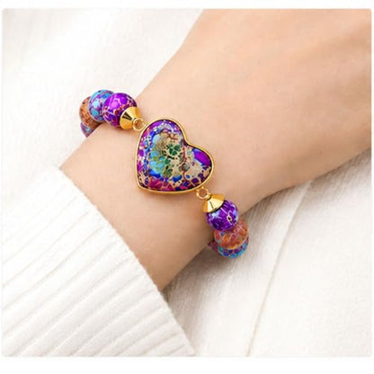Women Wrap Bracelet Boho Natural Jasper Crystal Stone Beads Strand Bracelets - color: Style 01-Imperial Jasper