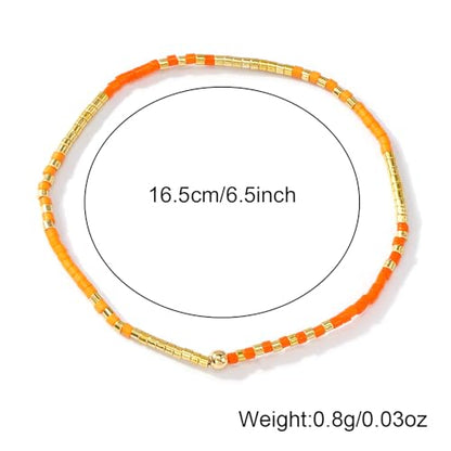 Gold Seed Beaded Stack Bracelets for Women,Handmade Stackable Stretch Colorful Ball Fall Jewelry Friendship Accessories Gift - color: 5pcs