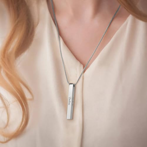 GetUrns Custom Engraved Necklace Handmade Memorial Jewelry Gift - color: Silver