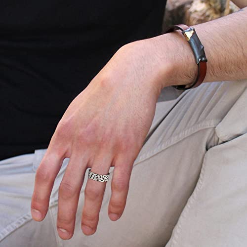 Bestyle Celtic Knot Band Rings for Men Women, Stainless Steel Irish Finger Ring Viking Wedding Bands Jewelry Gift Wedding Promise Gold Silver Black - color: 03.Stainless Steel