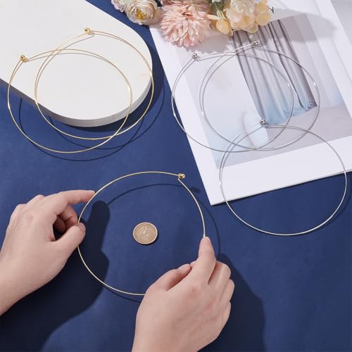 UNICRAFTALE 6Pcs Wire Wrap Collars Necklaces Metal Plain Chocers Collar Necklace Open Choker Necklaces for Women Open Choker Necklace Gifts - color: Gold & Platinum