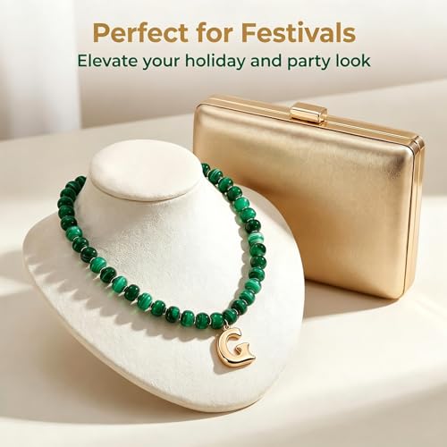 Initial Beaded Necklaces for Women,14K Gold Plated Bubble Letter Pendant Jewelry Gifts - color: acrylic neccklace-g