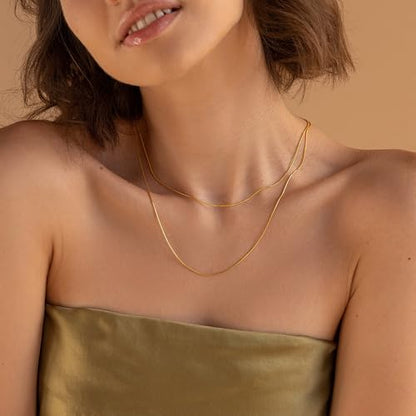 BAYLAY Gold Necklace for Women, Gold Chain for Women | 18K Gold Plated, Dainty Gold Necklace for Women, Necklace Chain, Gold Jewelry, Gifts, Size 16/18/20/22/24/26 Inch - size: 20, style: Herringbone(0.9mm)